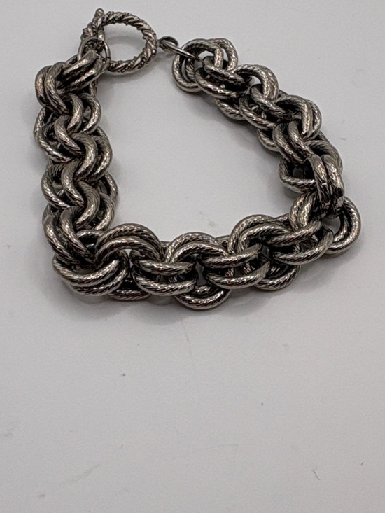 Vintage Jewelry - Silver-Tone Braided Link Bracelet  Bracelet 7.25” Vintage Toggle